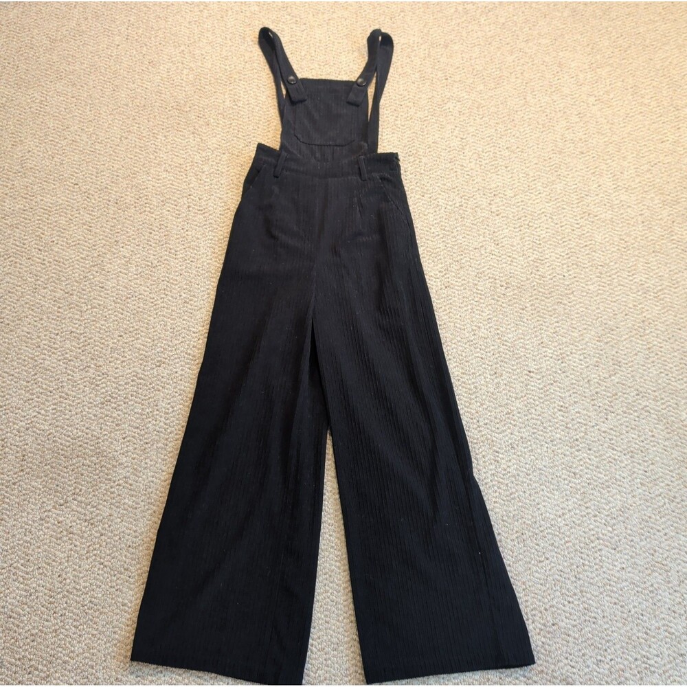Cider Corduroy Jumpsuit Overalls Womens XXS Black Wide Leg Baggy